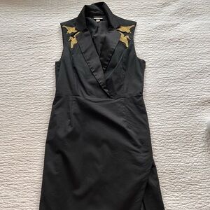Altuzarra for Target Black Sleeveless Midi Dress with Gold Embroidered Crans